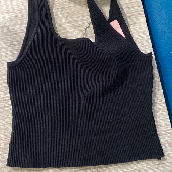 Cropped Square Neck Ribbed Knit Tank M - Picture 4 of 9
